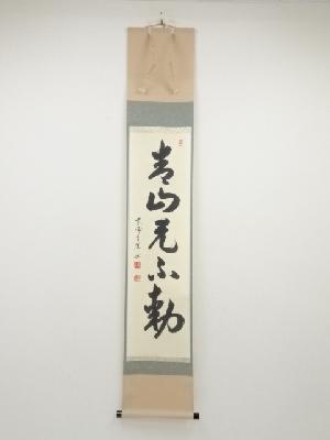 黄檗宗薬師禅院吉野玄輝筆　「青山元不動」一行書　肉筆紙本掛軸（共箱）